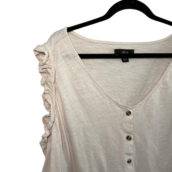 Ellos Women’s Sleeveless Button Front Ruffle Trim Blouse Plus Size - Picture 3 of 4